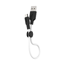 Кабель USB - Micro USB HOCO X21 "Plus Silicone" (2.4А, 25см) черно-белый