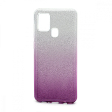Чехол Fashion с блестками силикон-пластик для Samsung Galaxy A21S серебристо-фиолетовый