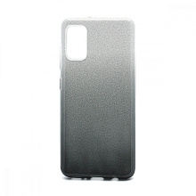 Чехол Fashion с блестками силикон-пластик для Samsung Galaxy A41 серебристо-черный