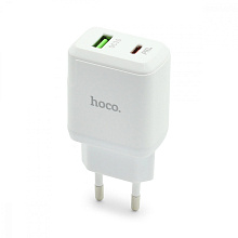 СЗУ с выходом USB Hoco N5 (PD+QC3.0/1USB/1USB PD/кабель Type-C -Type-C) белое