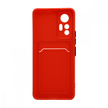 Чехол с кармашком и цветными кнопками для Xiaomi 12 Lite (010) красный