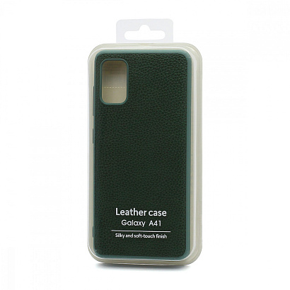 Чехол силиконовый с кожаной вставкой Leather Cover для Samsung Galaxy A41 зеленый
