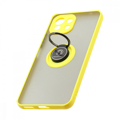 Чехол Shockproof Ring для Xiaomi 11 Lite (001) желто-черный