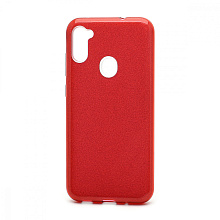 Чехол Fashion с блестками силикон-пластик для Samsung Galaxy A11/M11 красный