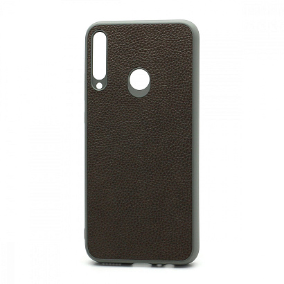 Чехол силиконовый с кожаной вставкой Leather Cover для Huawei Honor 9C/P40 Lite E серый