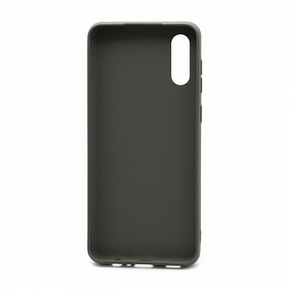 Чехол силиконовый с кожаной вставкой Leather Cover для Samsung Galaxy A02/M02 серый