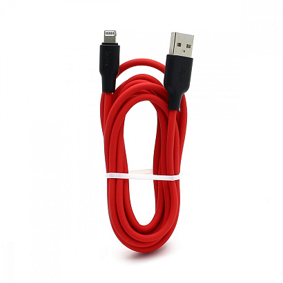Кабель USB - Lightning HOCO X21 "Plus Silicone" (2.4A, 200см) черно-красный