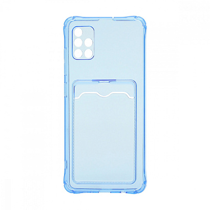 Чехол с кармашком для Samsung Galaxy A51 прозрачный (003) голубой