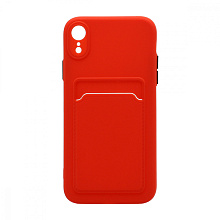 Чехол с кармашком и цветными кнопками для Apple iPhone XR (010) красный