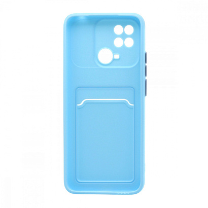 Чехол с кармашком и цветными кнопками для Xiaomi Redmi 10C (007) голубой