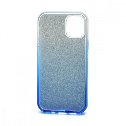 Чехол Fashion с блестками силикон-пластик для Apple iPhone 12 Mini/5.4 серебристо-голубой