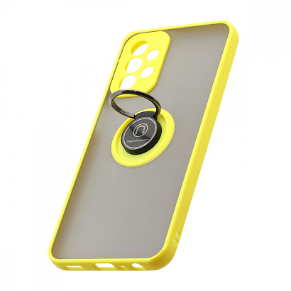 Чехол Shockproof Ring для Samsung Galaxy А23 (001) желто-черный