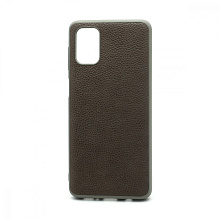 Чехол силиконовый с кожаной вставкой Leather Cover для Samsung Galaxy M51 серый