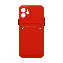 Чехол с кармашком и цветными кнопками для Apple iPhone 12/6.1 (010) красный