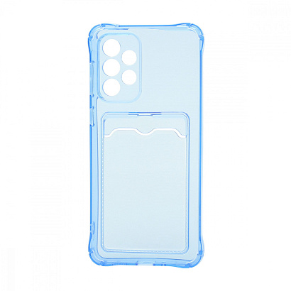 Чехол с кармашком для Samsung Galaxy A33 прозрачный (003) голубой