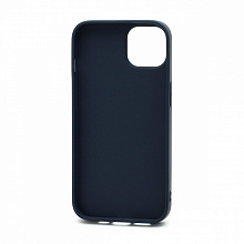 Чехол силиконовый с кожаной вставкой Leather Cover с лого для Apple iPhone 13/6.1 синий