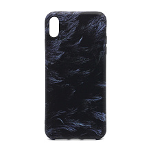 Чехол Print матовый (накладка/силикон) для Apple iPhone XS Max перья черный