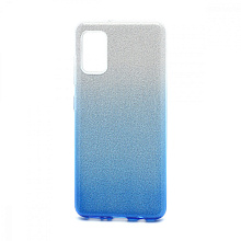 Чехол Fashion с блестками силикон-пластик для Samsung Galaxy A41 серебристо-голубой