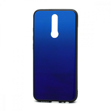 Чехол со стеклянной вставкой Gradient для Xiaomi Redmi 8 (007) синий