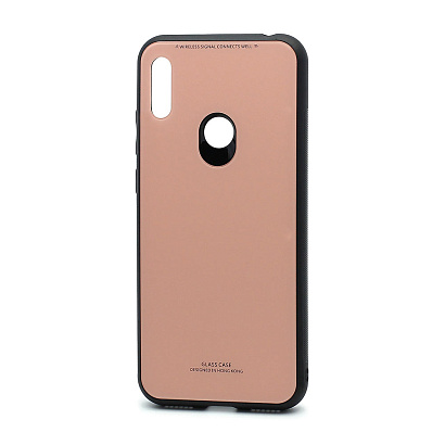 Чехол со стеклянной вставкой без лого для Huawei Honor 8A/Y6 2019 розовый