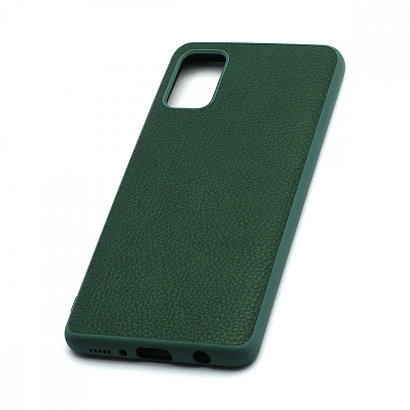 Чехол силиконовый с кожаной вставкой Leather Cover для Samsung Galaxy A41 зеленый