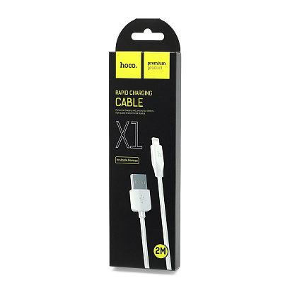 Кабель USB - Lightning HOCO X1 "Rapid" (2А, 200см) белый