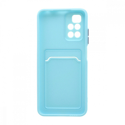 Чехол с кармашком и цветными кнопками для Xiaomi Redmi 10 (007) голубой