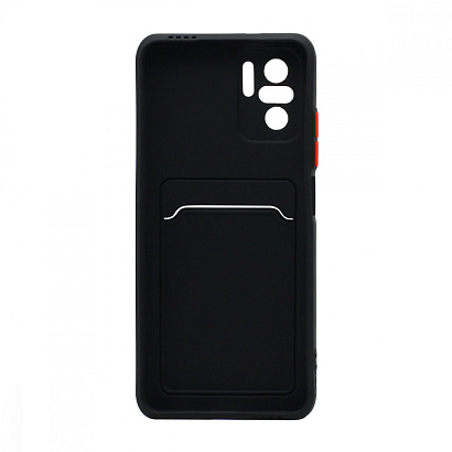 Чехол с кармашком и цветными кнопками для Xiaomi Redmi Note 10 4G (006) черный