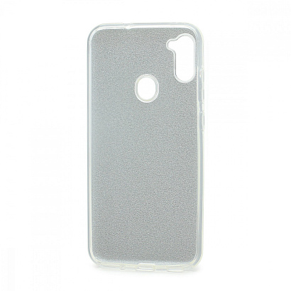 Чехол Fashion с блестками силикон-пластик для Samsung Galaxy A11/M11 серебристый