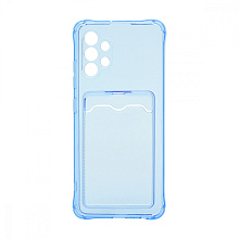 Чехол с кармашком для Samsung Galaxy A32 4G прозрачный (003) голубой
