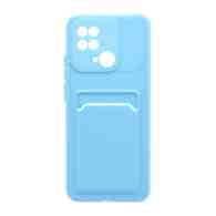 Чехол с кармашком и цветными кнопками для Xiaomi Redmi 10C (007) голубой