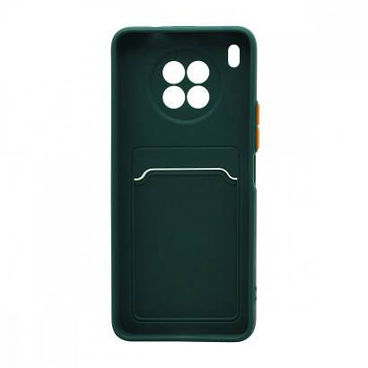 Чехол с кармашком и цветными кнопками для Huawei Honor 50 Lite/Nova 8i (002) темно зеленый