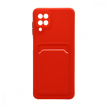 Чехол с кармашком и цветными кнопками для Samsung A12/M12 (010) красный