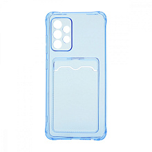 Чехол с кармашком для Samsung Galaxy A52 прозрачный (003) голубой