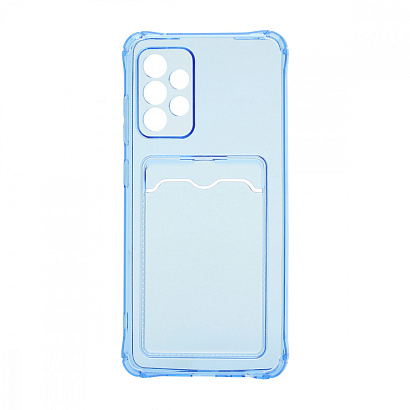 Чехол с кармашком для Samsung Galaxy A52 прозрачный (003) голубой