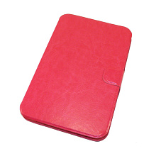 Чехол книжка универсальный для планшетов с силиконовой вставкой 7 под кожу розовый