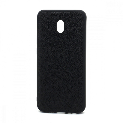 Чехол силиконовый с кожаной вставкой Leather Cover для Xiaomi Redmi 8A черный