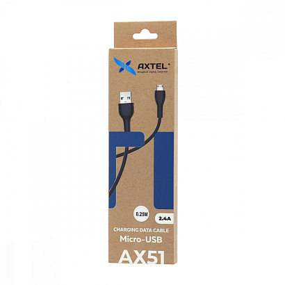 Кабель USB - Micro USB Axtel AX51 (25см) черный