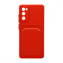 Чехол с кармашком и цветными кнопками для Samsung S20 FE (010) красный