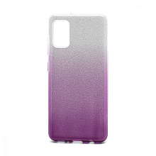 Чехол Fashion с блестками силикон-пластик для Samsung Galaxy A41 серебристо-фиолетовый