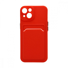 Чехол с кармашком и цветными кнопками для Apple iPhone 14/6.1 (010) красный