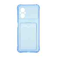 Чехол с кармашком для Xiaomi Poco M4 5G/M5 4G прозрачный (003) голубой
