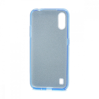 Чехол Fashion с блестками силикон-пластик для Samsung Galaxy A01 голубой
