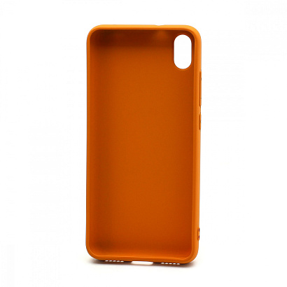 Чехол силиконовый с кожаной вставкой Leather Cover для Xiaomi Redmi 7A оранжевый