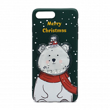 Чехол Merry Christmas (накладка/силикон) для Apple iPhone 7/8 Plus Мишка зеленый