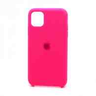 Чехол Silicone Case с лого для Apple iPhone 11/6.1 (047) ярко розовый