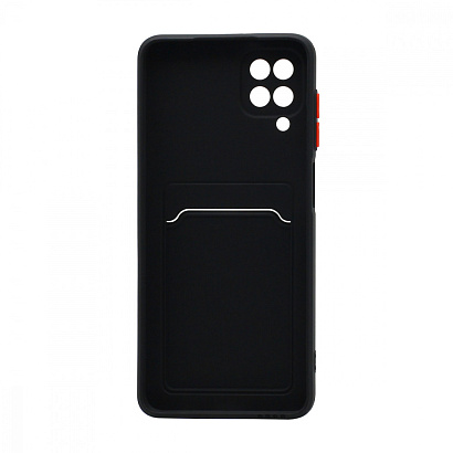 Чехол с кармашком и цветными кнопками для Samsung A12/M12 (006) черный