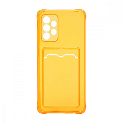 Чехол с кармашком для Samsung Galaxy A52 прозрачный (009) оранжевый