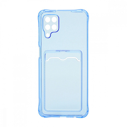 Чехол с кармашком для Samsung Galaxy A12/M12 прозрачный (003) голубой