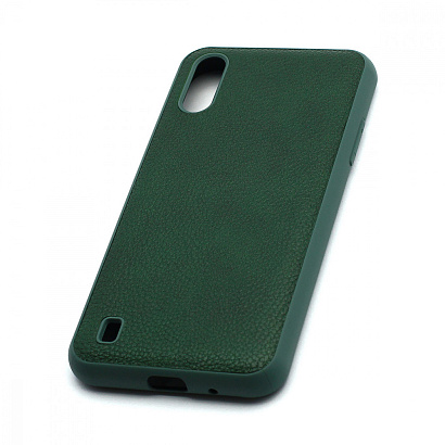 Чехол силиконовый с кожаной вставкой Leather Cover для Samsung Galaxy M01 зеленый